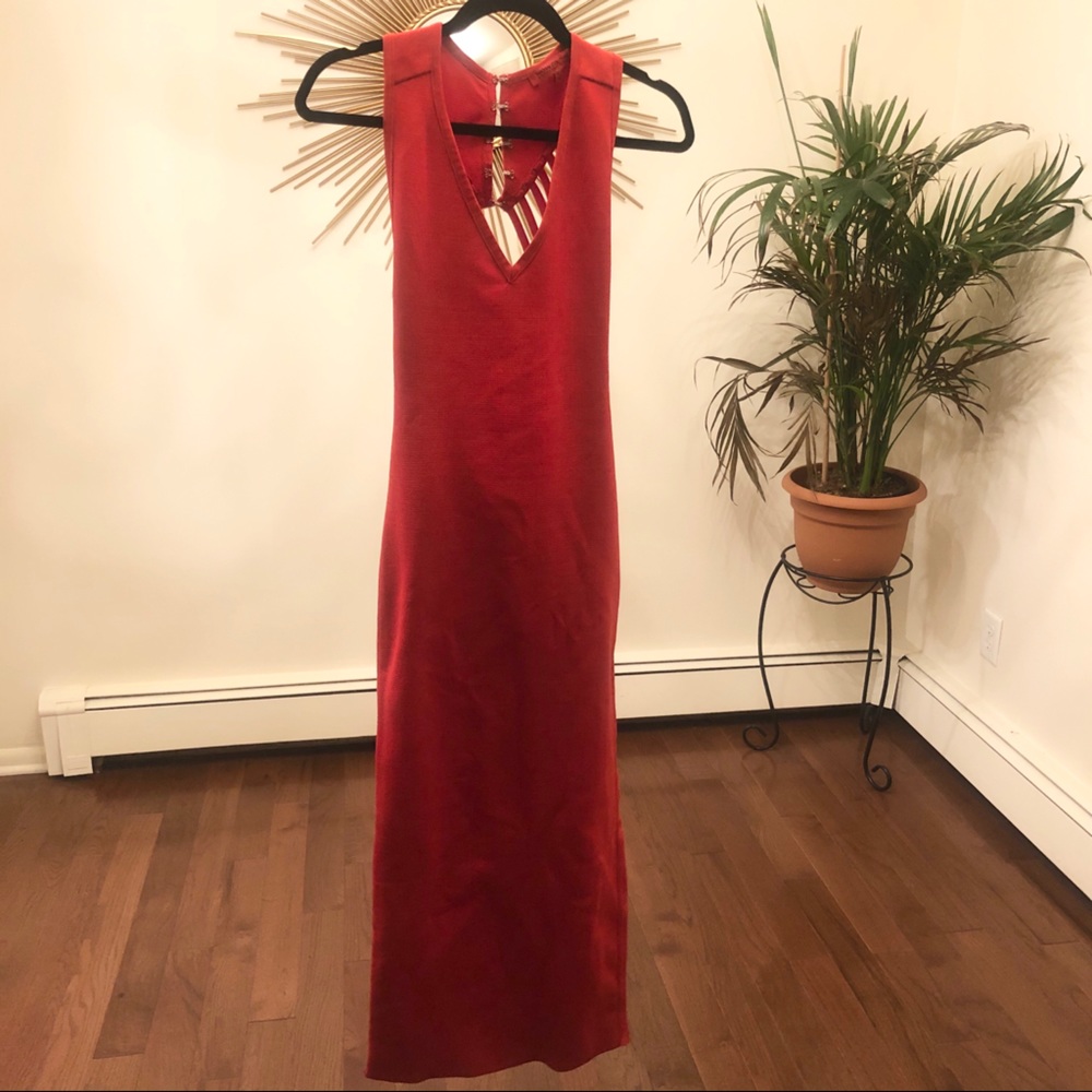 Wow Couture Bandage Midi Dress Red Sz Medium